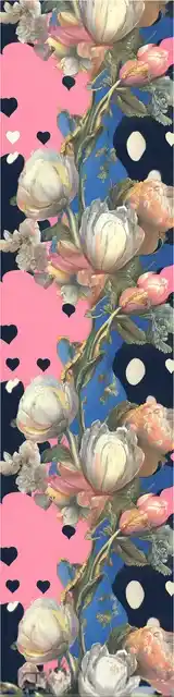 Free flower bookmark featuring circular shapes with white flowers in front